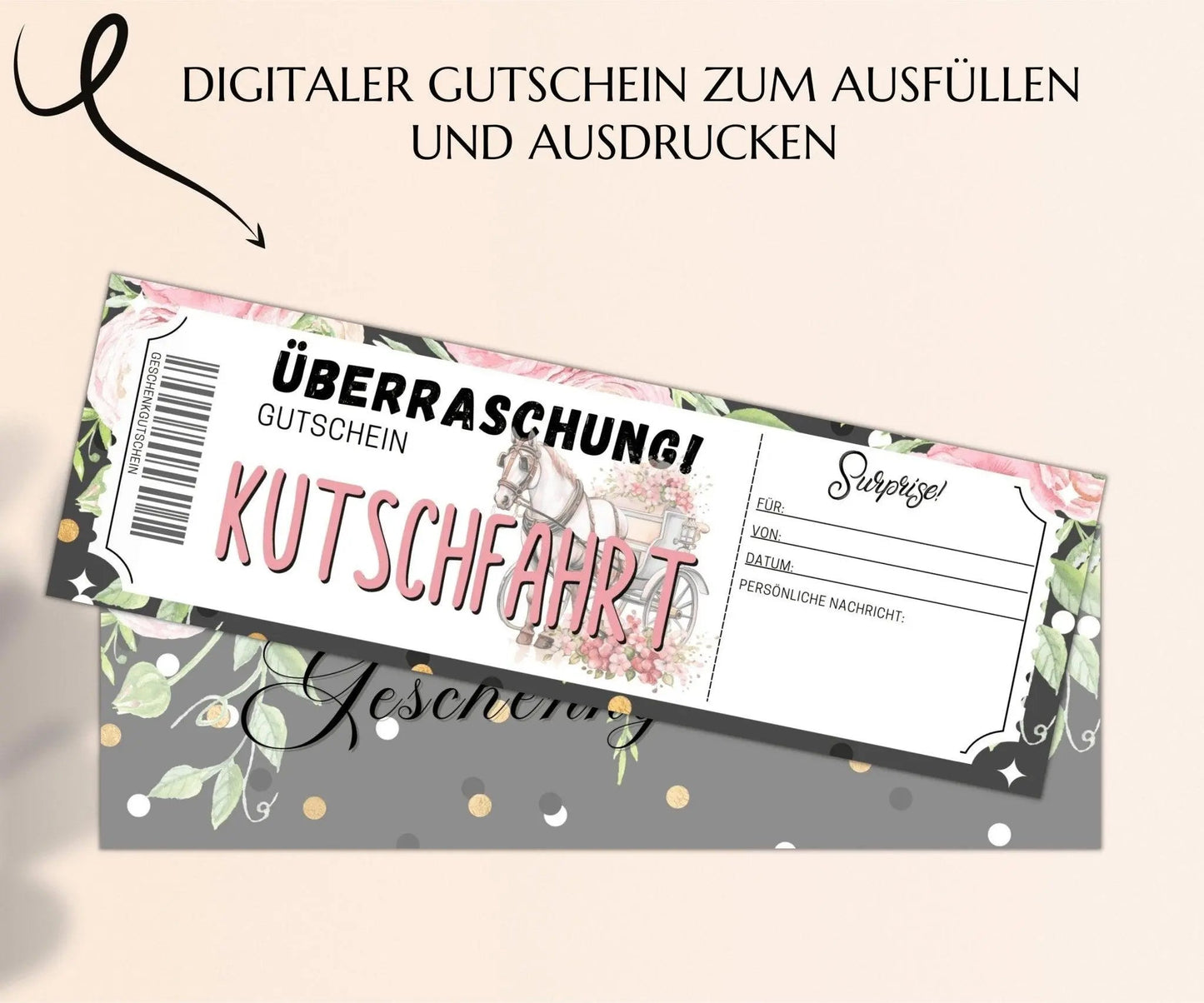 Kutschfahrt Gutschein Vorlage zum Ausdrucken | JSK198 - JSKDesignStudio.de