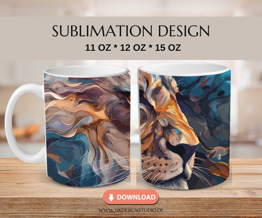 Löwe - Druckvorlage für Tassen Sublimation - JSKDesignStudio.de