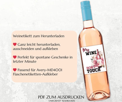 "Mein Wein, nicht anfassen" Weinetikett zum Ausdrucken - JSKDesignStudio.de