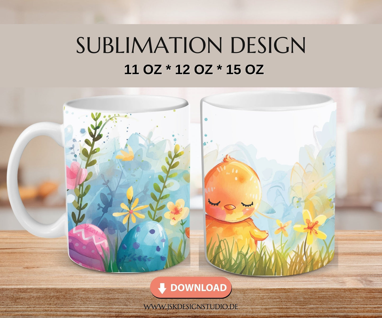 Ostern Frühling Druckvorlage für Tassen Sublimation - JSKDesignStudio.de