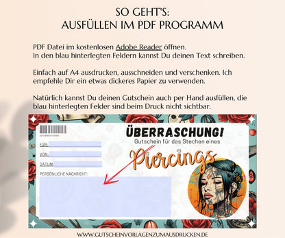 Piercing Gutschein Vorlage - JSKDesignStudio.de