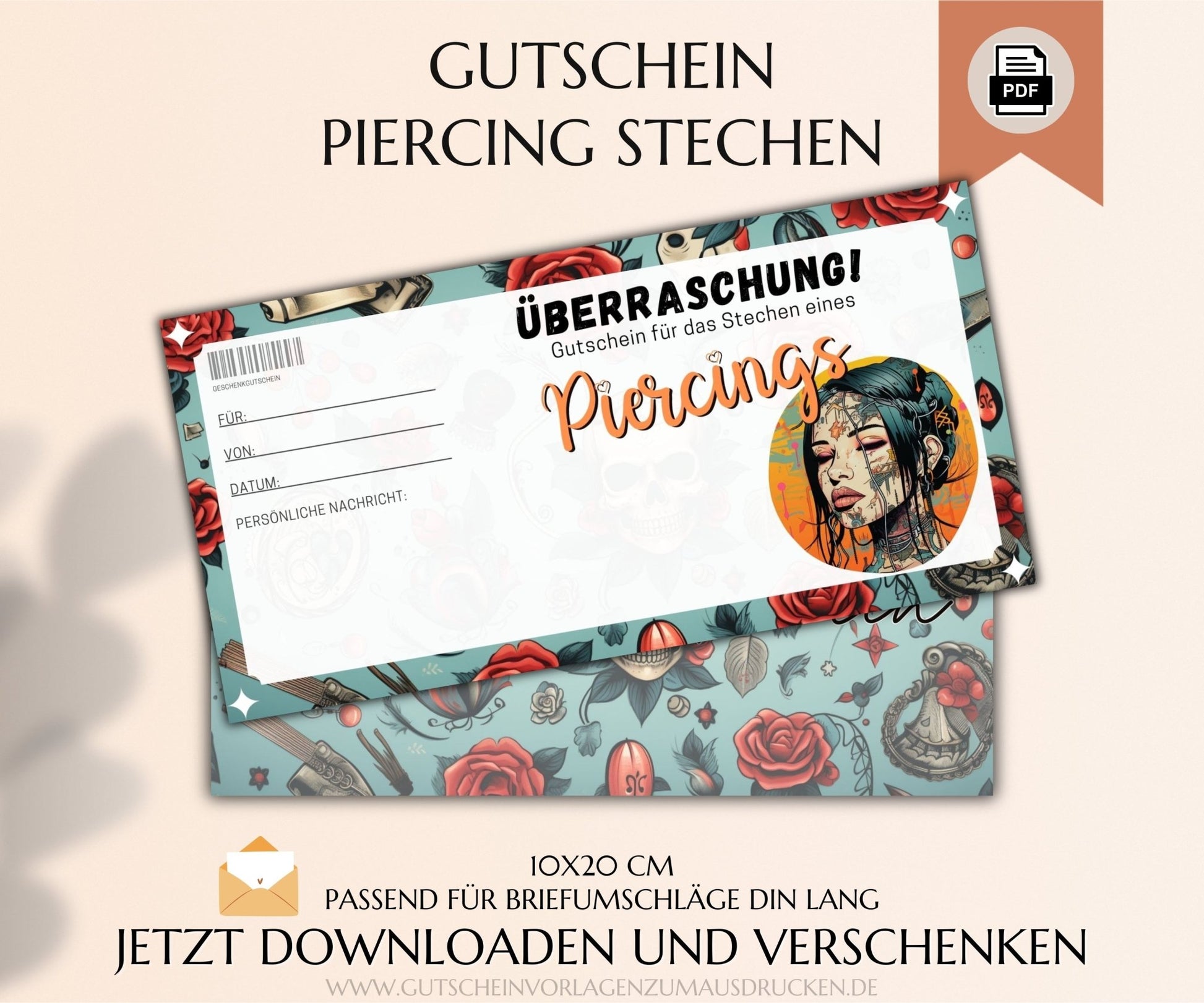 Piercing Gutschein Vorlage - JSKDesignStudio.de