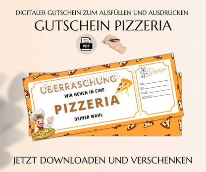 Pizza Geschenkgutschein | Gutschein Vorlage zum Ausdrucken | JSK066 - JSKDesignStudio.de