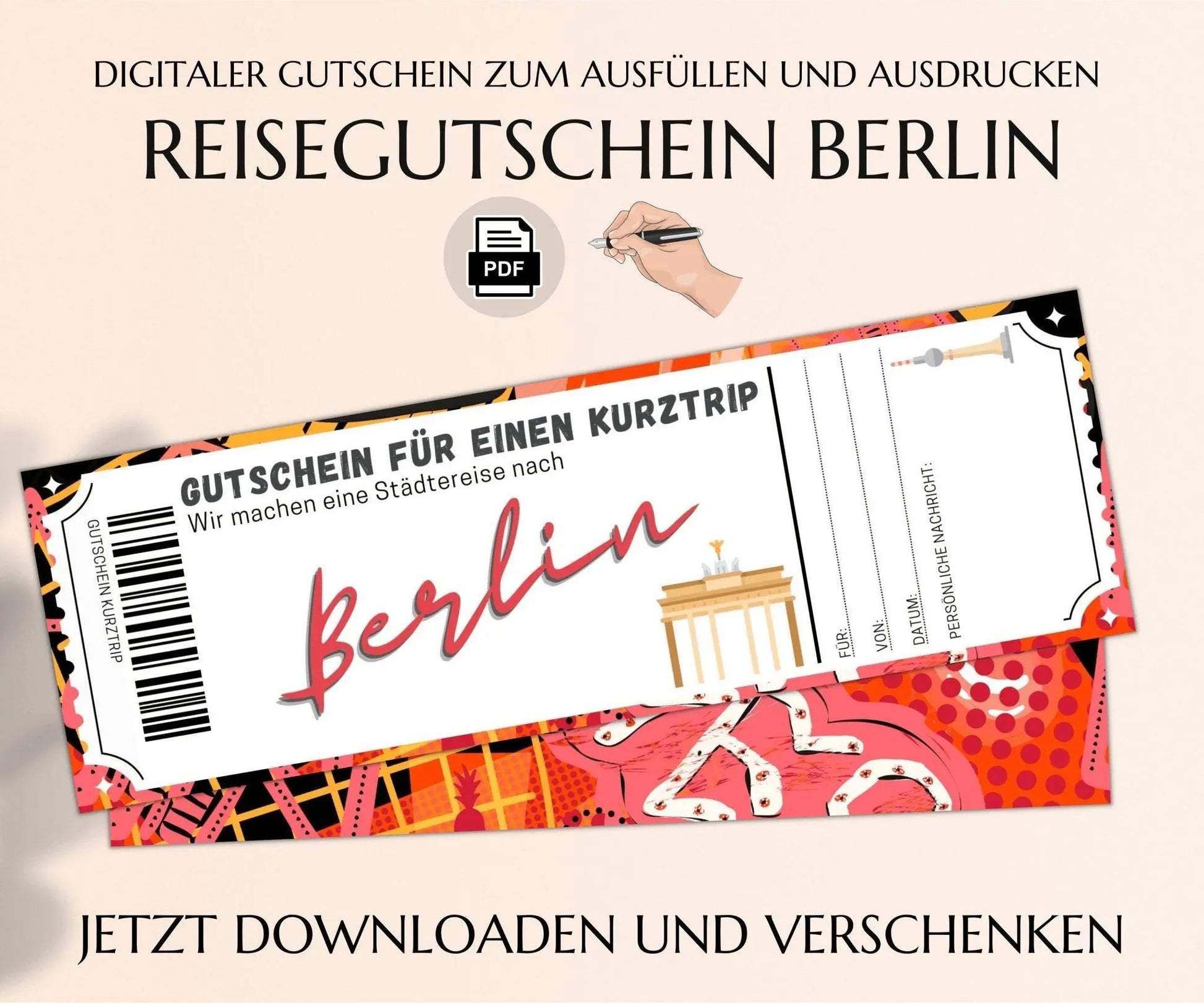 Reisegutschein Berlin Vorlage - JSKDesignStudio.de