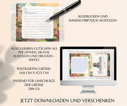 Reisegutschein Rom | Gutschein Vorlage zum Ausdrucken | JSK270 - JSKDesignStudio.de