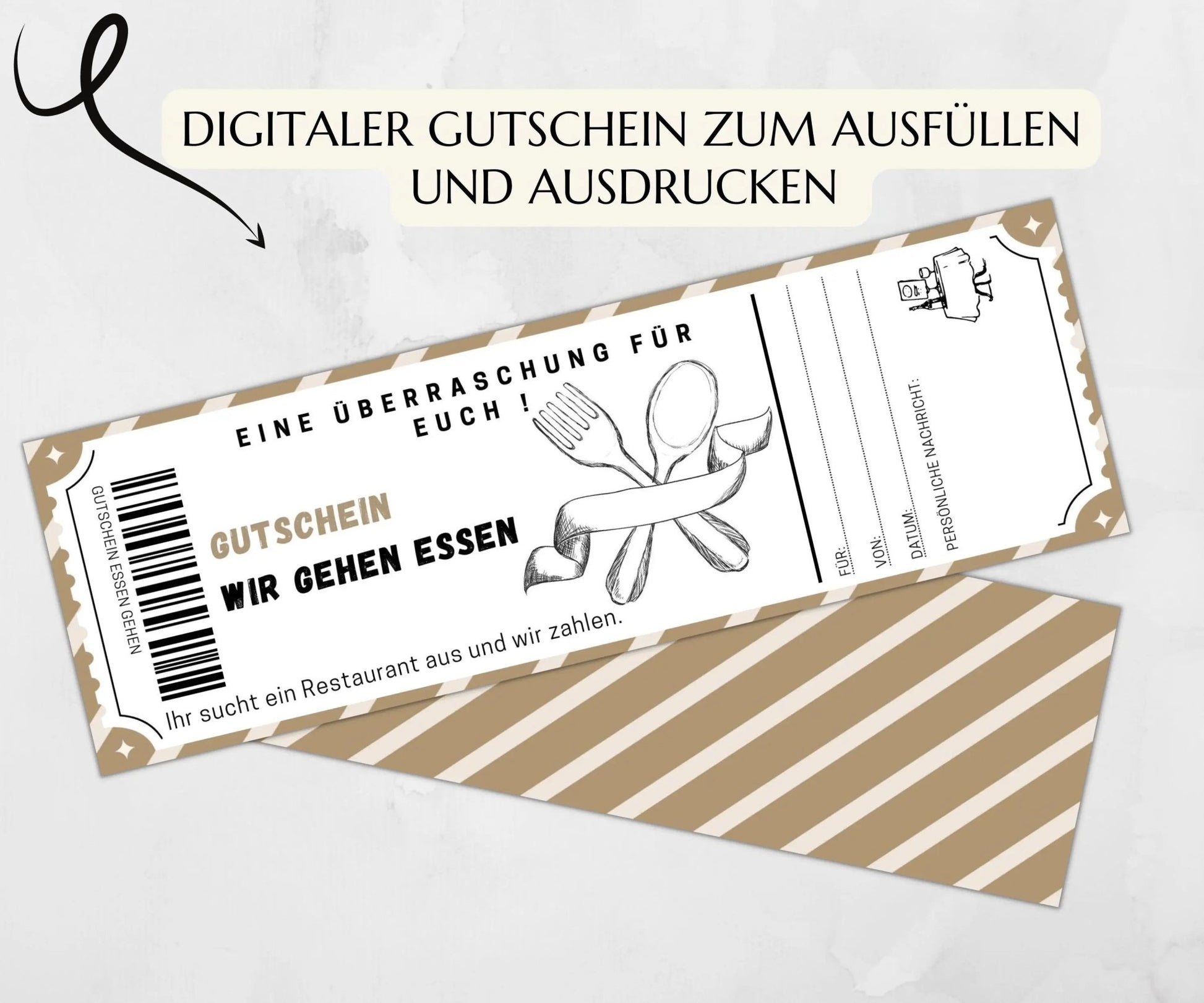 Restaurantgutschein für euch von uns | Gutschein Vorlage zum Ausdrucken | JSK061 - JSKDesignStudio.de