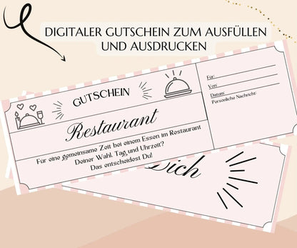 Restaurantgutschein | Gutschein Vorlage zum Ausdrucken | JSK039 - JSKDesignStudio.de