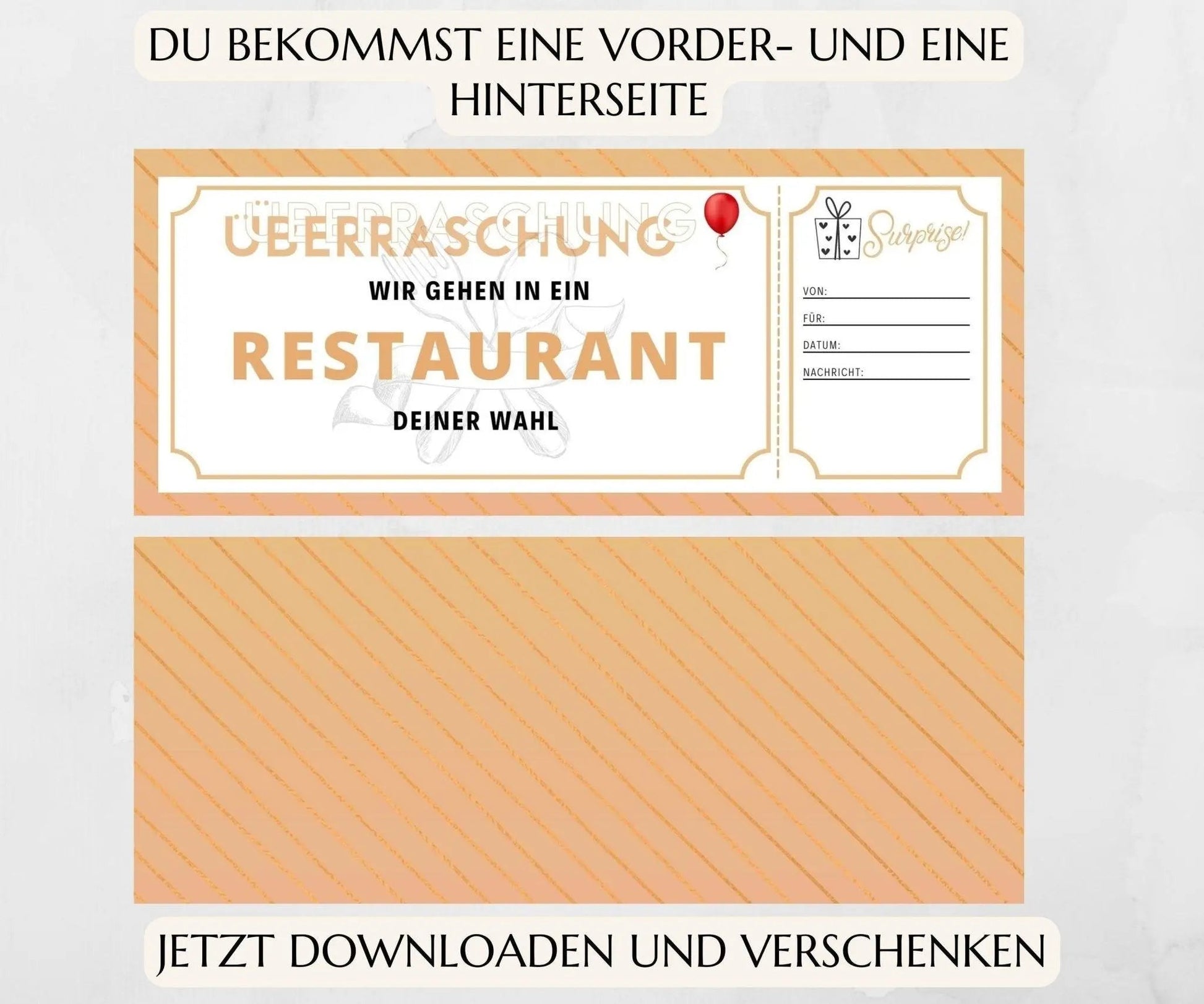 Restaurantgutschein | Gutschein Vorlage zum Ausdrucken | JSK065 - JSKDesignStudio.de