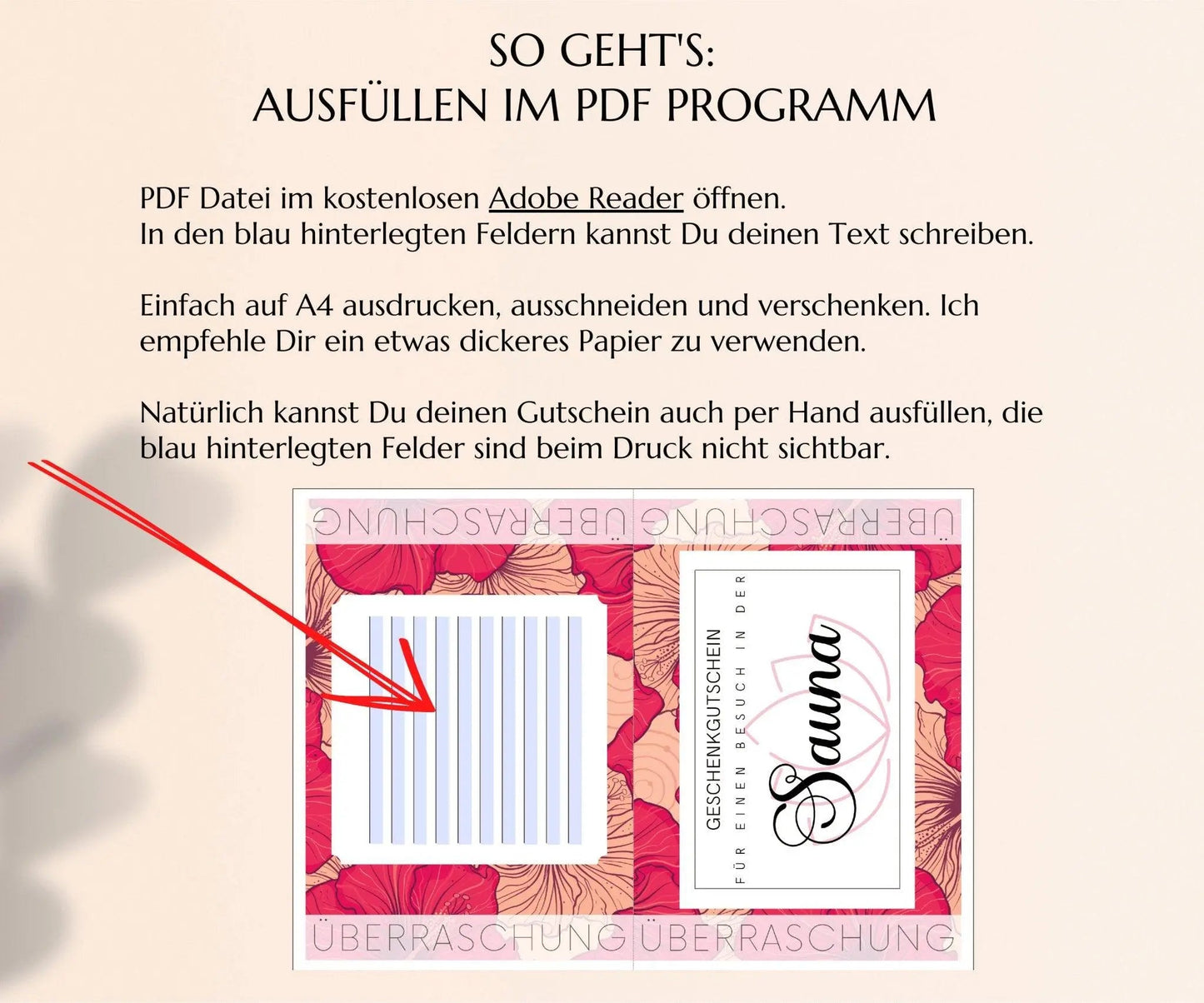 Saune Gutschein Vorlage zum Ausdrucken | JSK164 - JSKDesignStudio.de