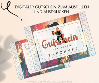 Tanzkurs Gutschein Vorlage zum Ausdrucken | JSK283 - JSKDesignStudio.de