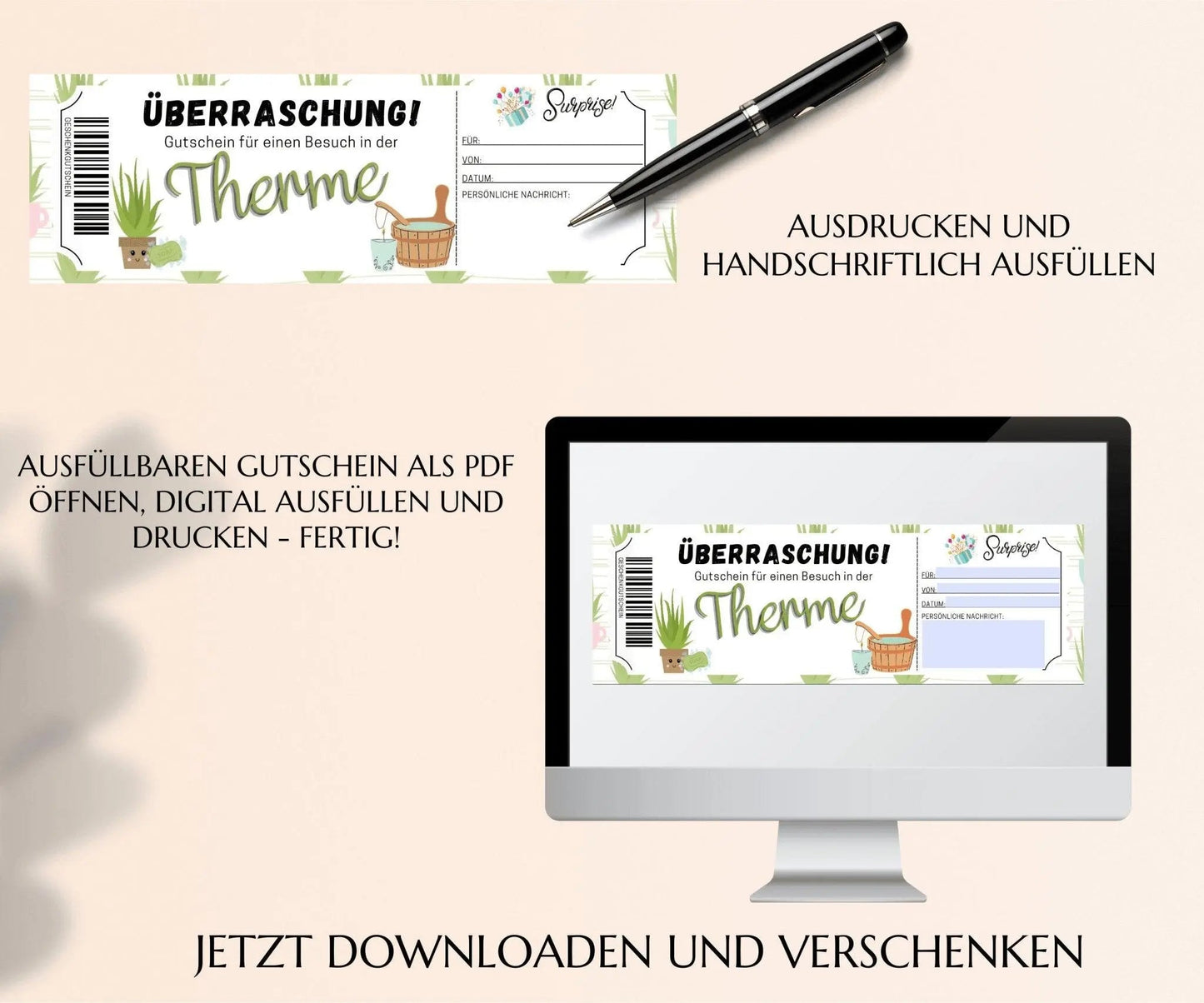 Therme Gutschein Vorlage zum Ausdrucken - JSKDesignStudio.de