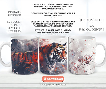 Tiger - Druckvorlage für Tassen Sublimation - JSKDesignStudio.de