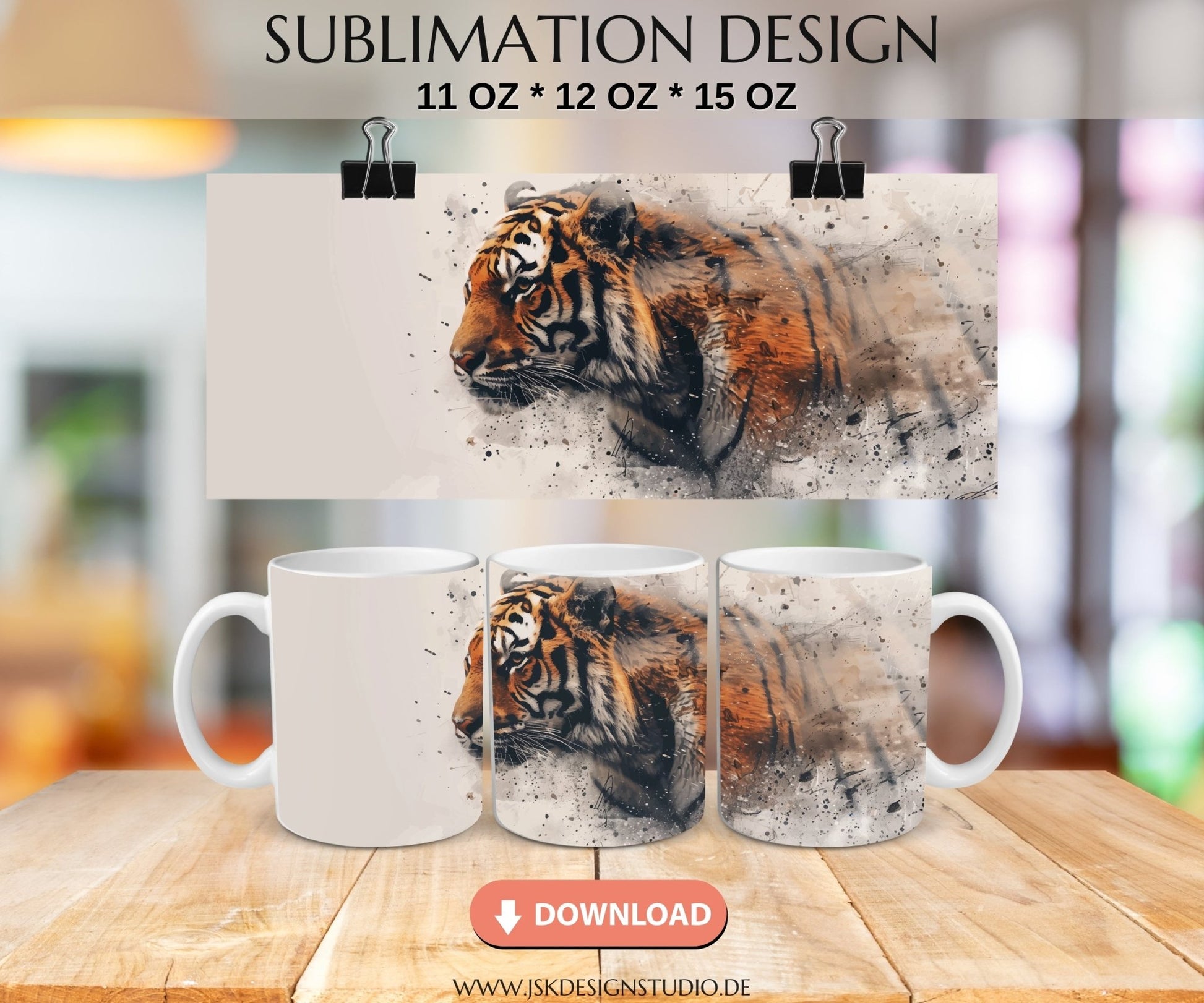 Tiger - Druckvorlage für Tassen Sublimation - JSKDesignStudio.de