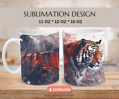 Tiger - Druckvorlage für Tassen Sublimation - JSKDesignStudio.de