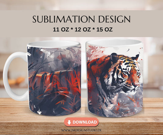 Tiger - Druckvorlage für Tassen Sublimation - JSKDesignStudio.de