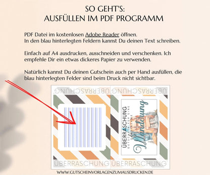 Wandern Gutschein Vorlage zum Ausdrucken | JSK236 - JSKDesignStudio.de