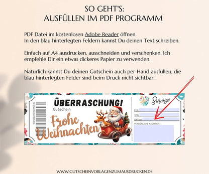 Weihnachten - Gutschein Vorlage zum Ausdrucken PDF | JSK298 - JSKDesignStudio.de