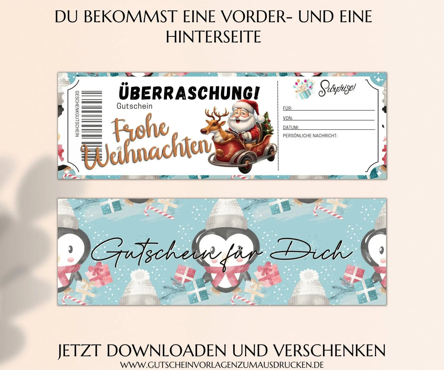 Weihnachten - Gutschein Vorlage zum Ausdrucken PDF | JSK298 - JSKDesignStudio.de