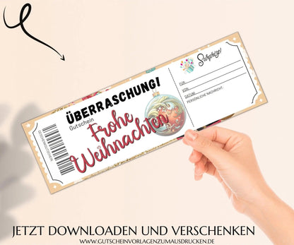 Weihnachten - Gutschein Vorlage zum Ausdrucken PDF | JSK308 - JSKDesignStudio.de