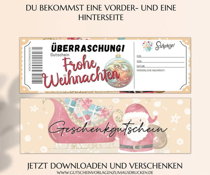 Weihnachten - Gutschein Vorlage zum Ausdrucken PDF | JSK308 - JSKDesignStudio.de