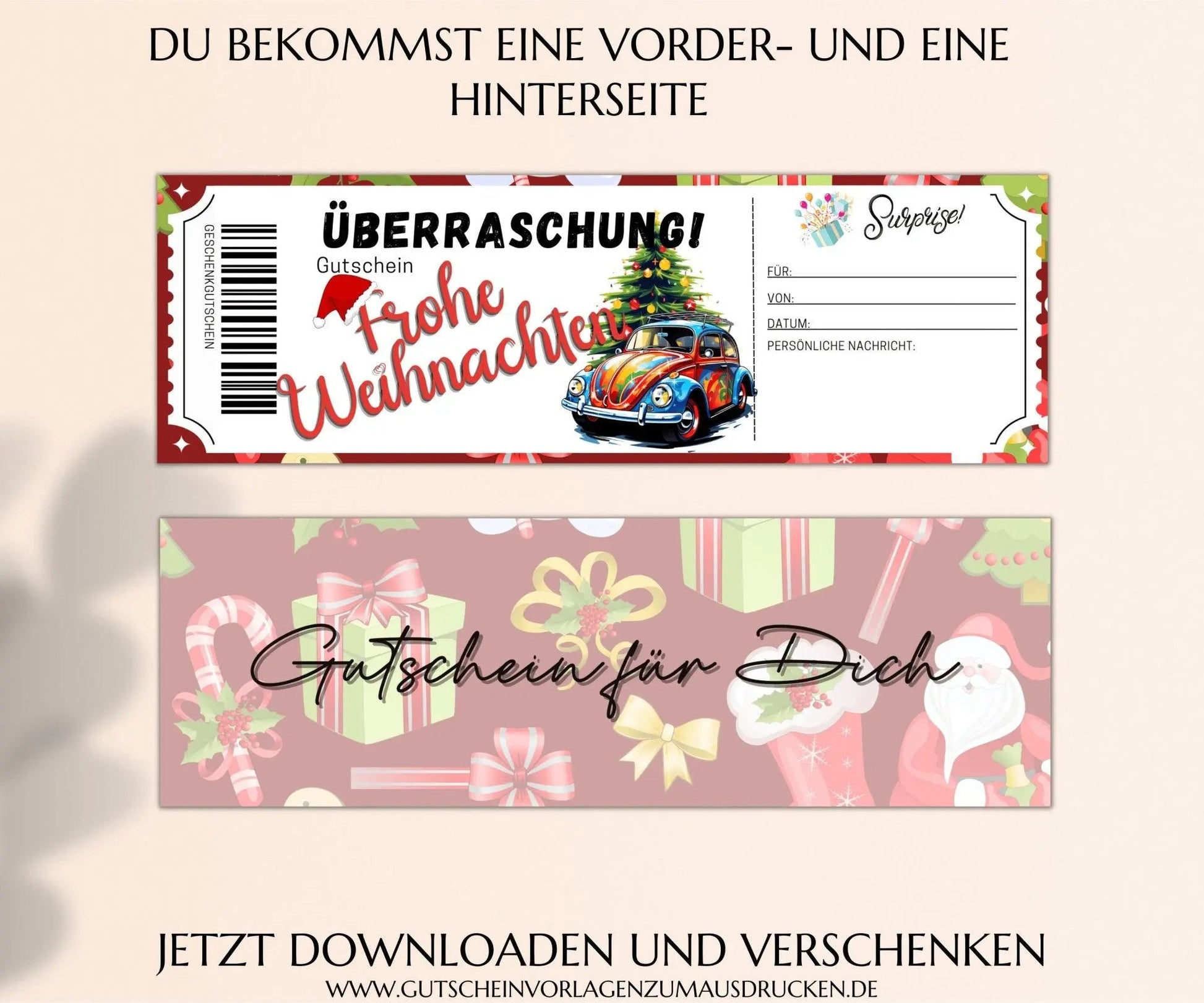 Weihnachten Gutscheinvorlage zum Ausdrucken | Gutschein Vorlage PDF | Gutschein kreativ verpacken | JSK293 - JSKDesignStudio.de
