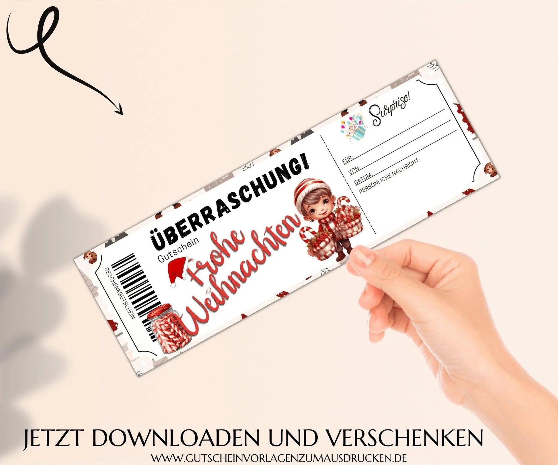 Weihnachten Gutscheinvorlage zum Ausdrucken | Gutschein Vorlage PDF | Gutschein kreativ verpacken | JSK294 - JSKDesignStudio.de