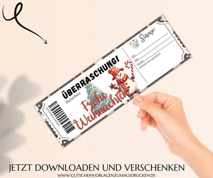 Weihnachten Gutscheinvorlage zum Ausdrucken | Gutschein Vorlage PDF | Gutschein kreativ verpacken | JSK295 - JSKDesignStudio.de