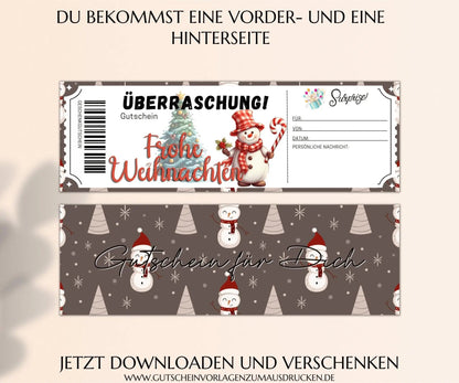 Weihnachten Gutscheinvorlage zum Ausdrucken | Gutschein Vorlage PDF | Gutschein kreativ verpacken | JSK295 - JSKDesignStudio.de