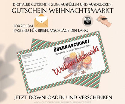 Weihnachtsmarkt Gutschein Vorlage  - JSKDesignStudio.de