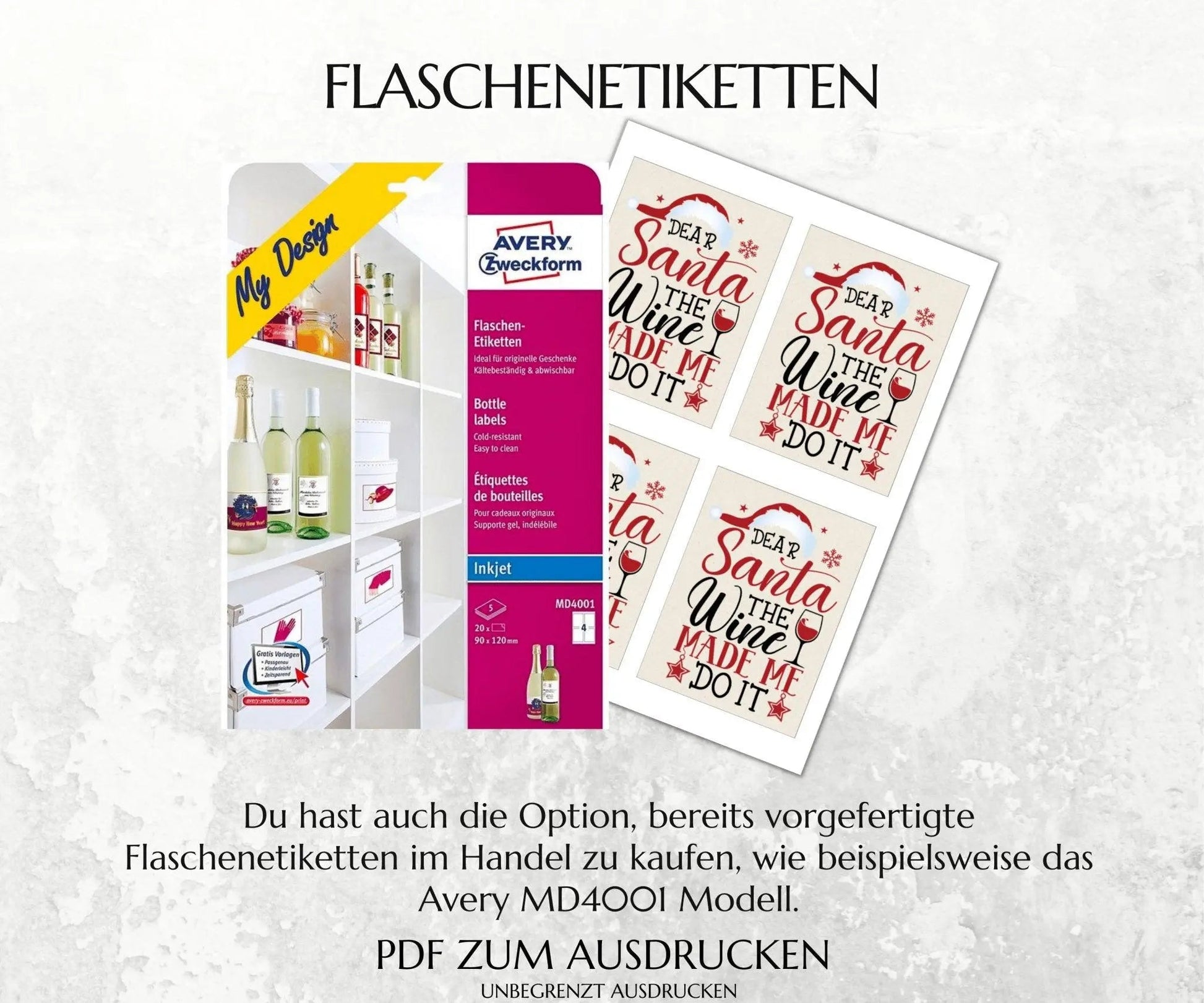 Weinetikett Weihnachten Flaschenetikett zum Ausdrucken - JSKDesignStudio.de