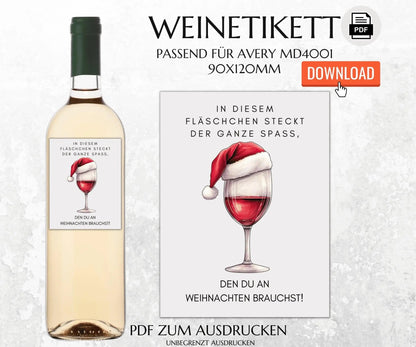 Weinetikett Weihnachten zum Ausdrucken - JSKDesignStudio.de