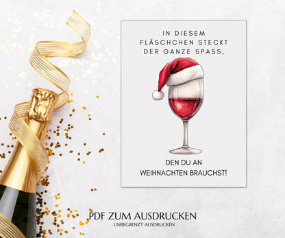 Weinetikett Weihnachten zum Ausdrucken - JSKDesignStudio.de