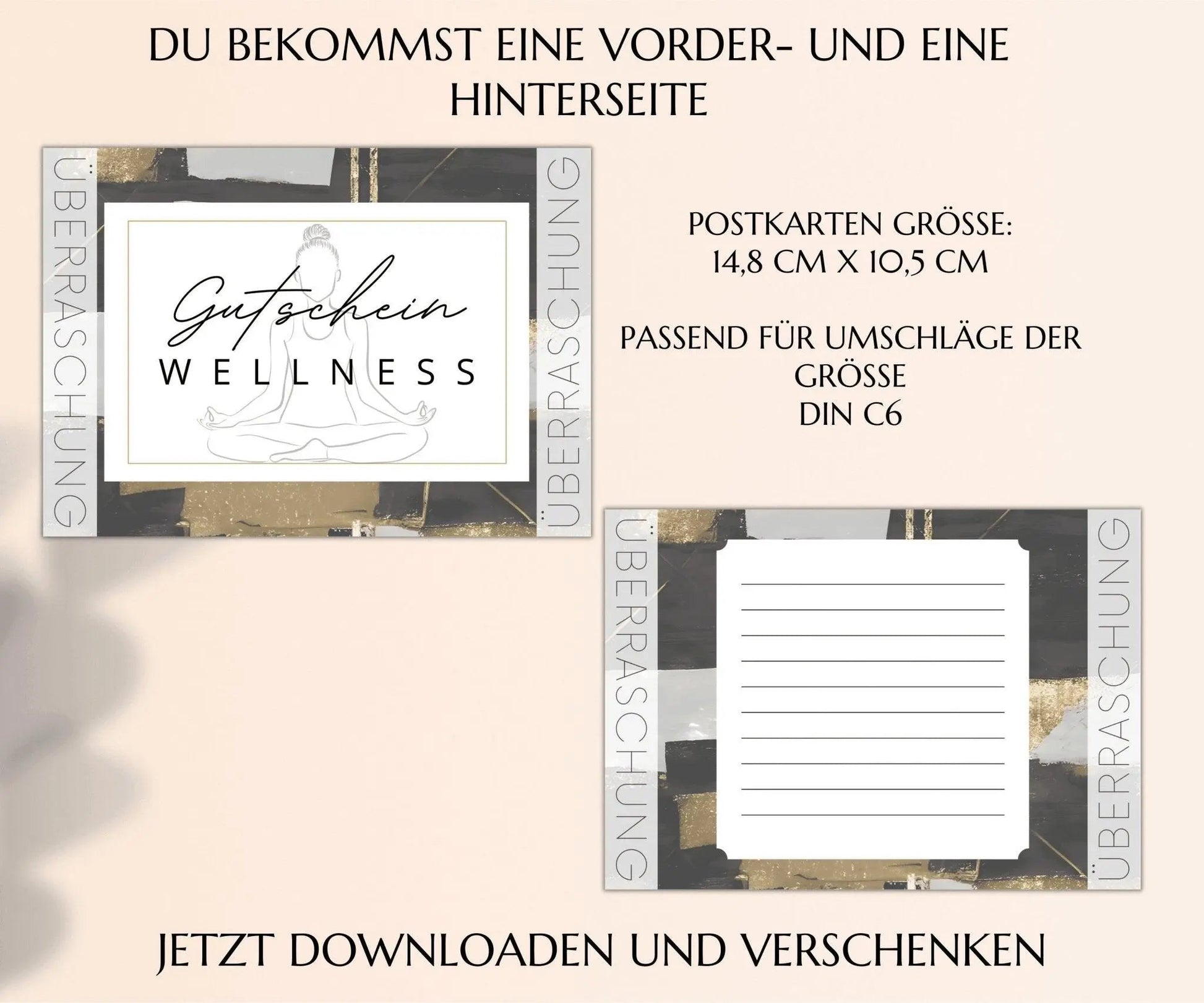 Wellness Gutschein Vorlage | Klappkarte zum Ausdrucken | JSK123 - JSKDesignStudio.de