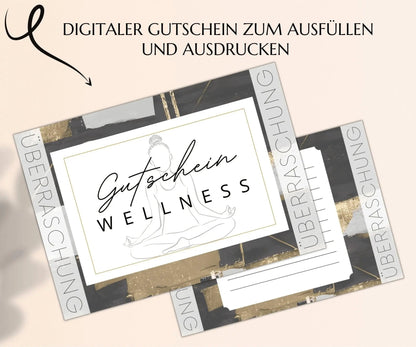 Wellness Gutschein Vorlage | Klappkarte zum Ausdrucken | JSK123 - JSKDesignStudio.de