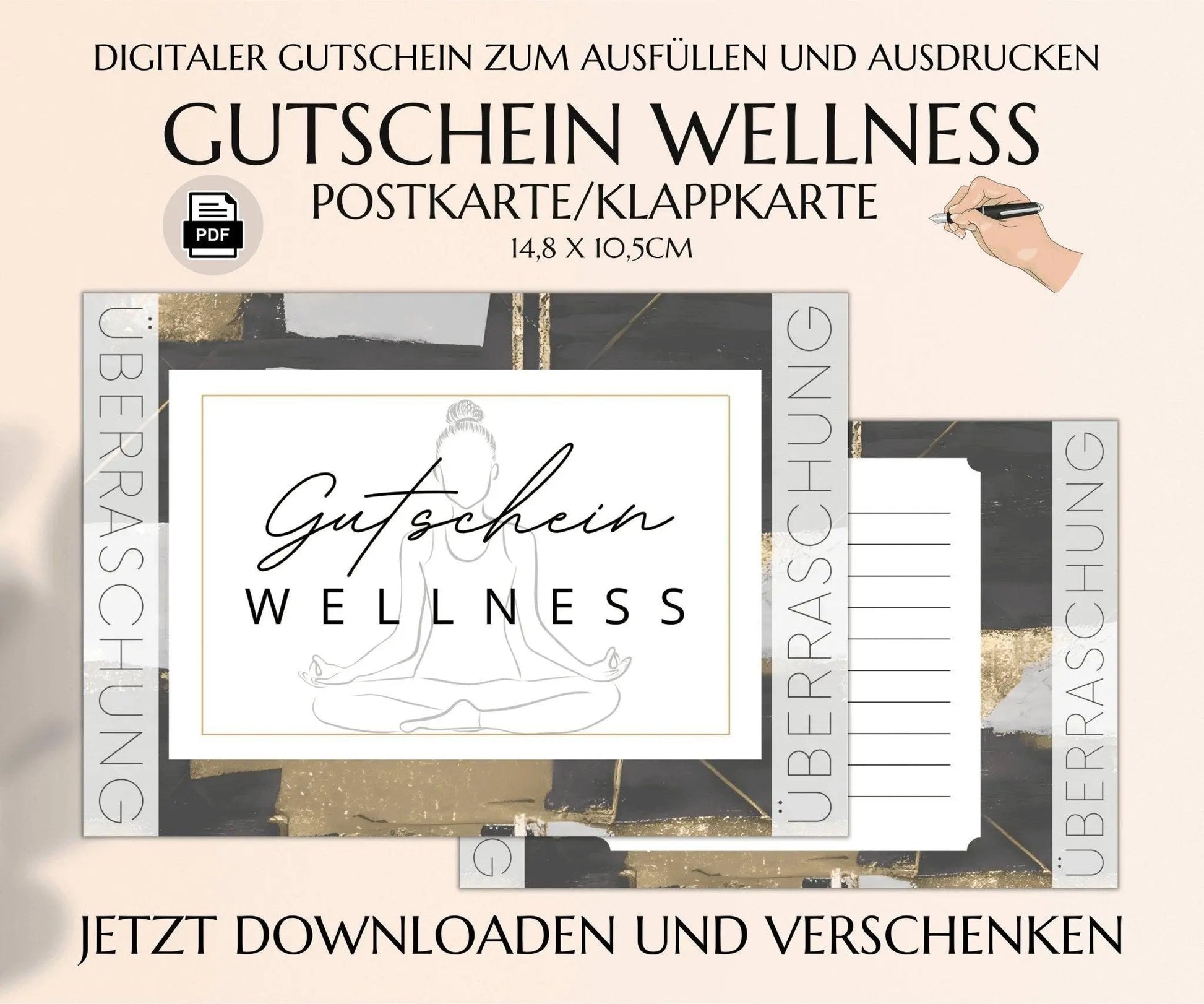 Wellness Gutschein Vorlage | Klappkarte zum Ausdrucken | JSK123 - JSKDesignStudio.de