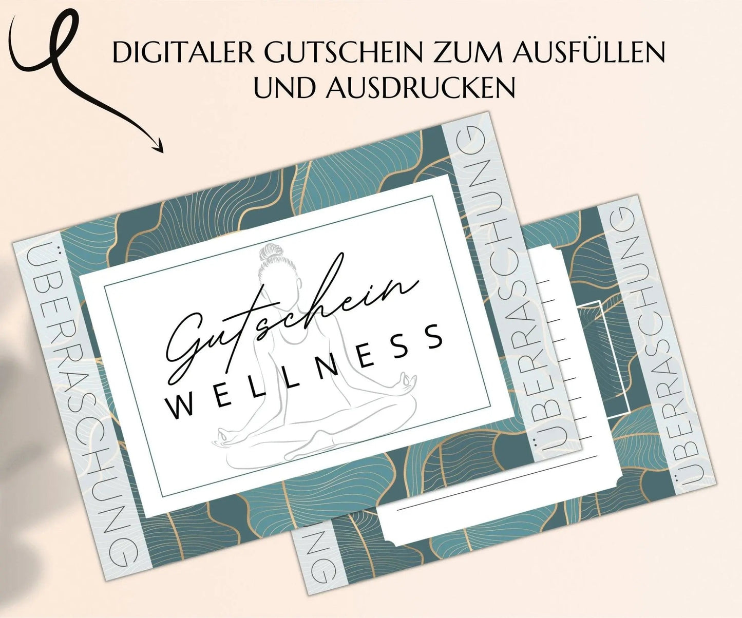 Wellness Gutschein Vorlage | Klappkarte zum Ausdrucken | JSK124 - JSKDesignStudio.de