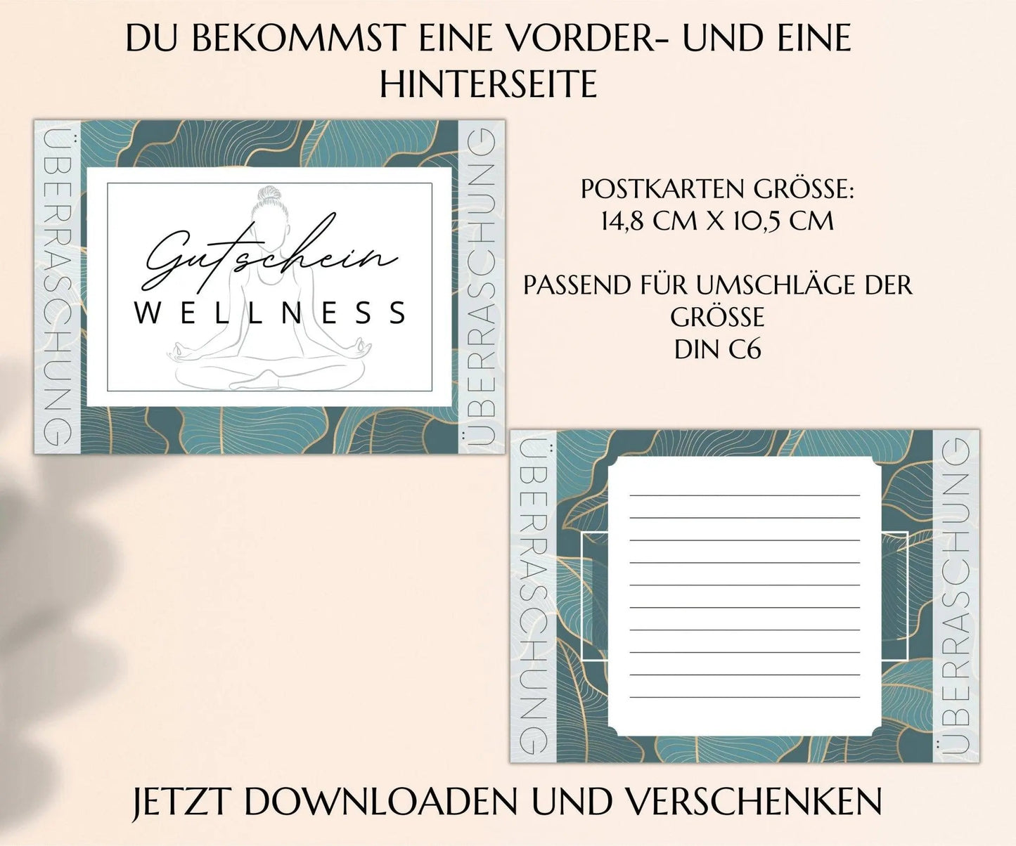 Wellness Gutschein Vorlage | Klappkarte zum Ausdrucken | JSK124 - JSKDesignStudio.de