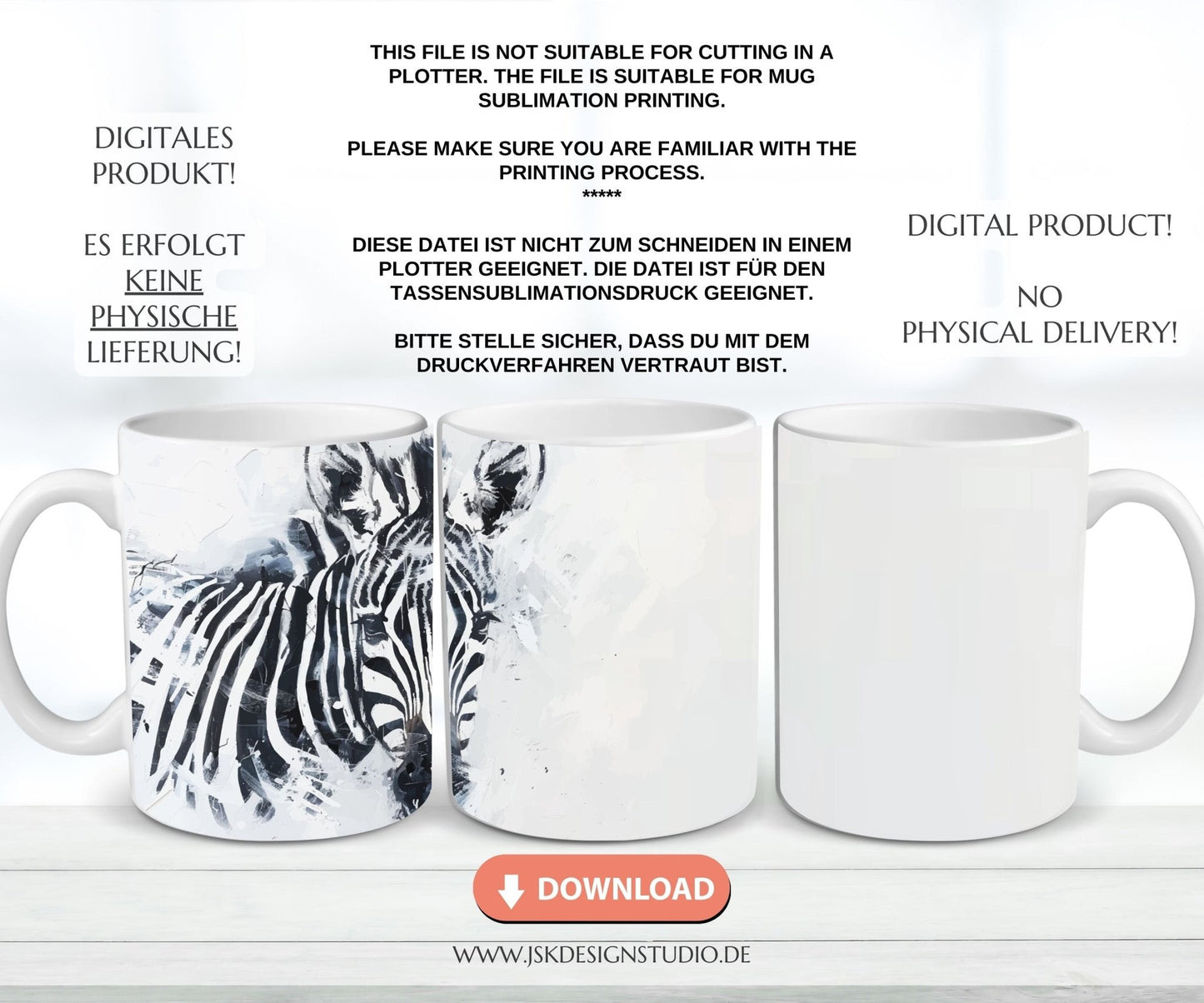 Zebra - Druckvorlage für Tassen Sublimation - JSKDesignStudio.de